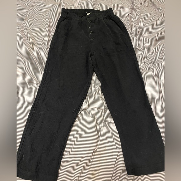 XS Madewell cotton-linen straight legged high rise elastic-waist pants - Picture 4 of 6